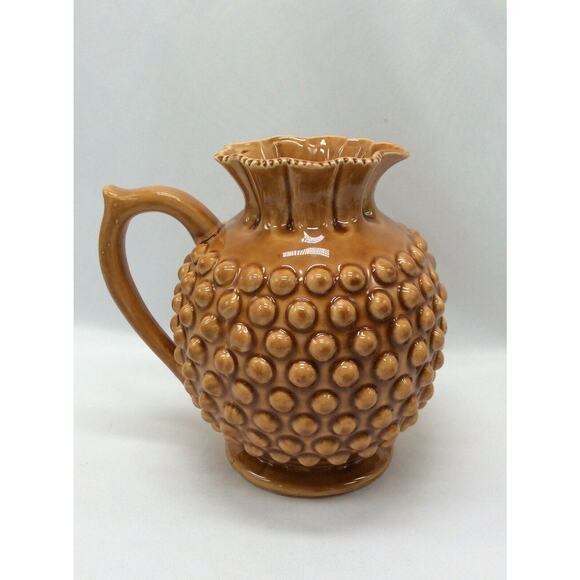 Inarco Hobnail Pottery Ruffled Pitcher - Picture 2 of 9